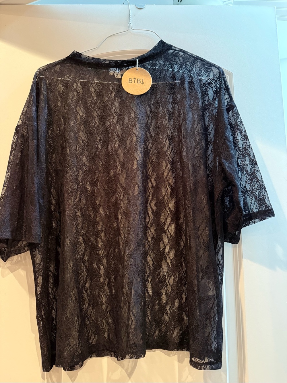 BiBi Black Floral Sheer Lace Blouse